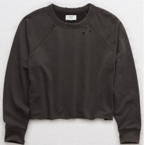 Aerie Sunday Soft Distressed Crew Sweatshirt
